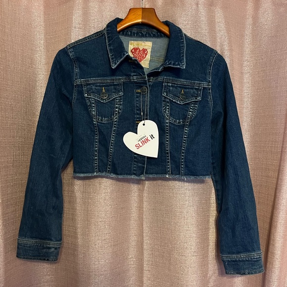 NWT Slink Jeans Fray Cropped Jean Jacket Women’s Size Small Blue Never worn. - Picture 3 of 8